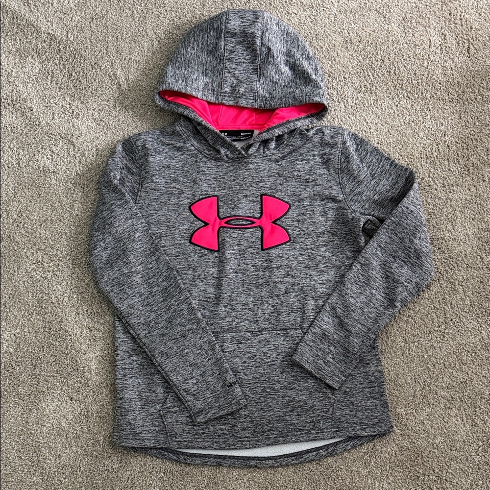 Under Armour Women’s Gray Heather Hoodie with Hot Pink Logo